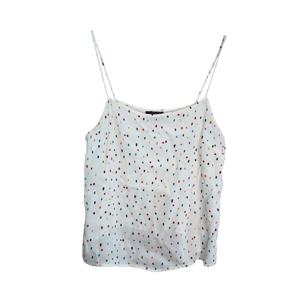 Topshop Womens White Multi Color Polka Dot Cami Tank Top Size US 8